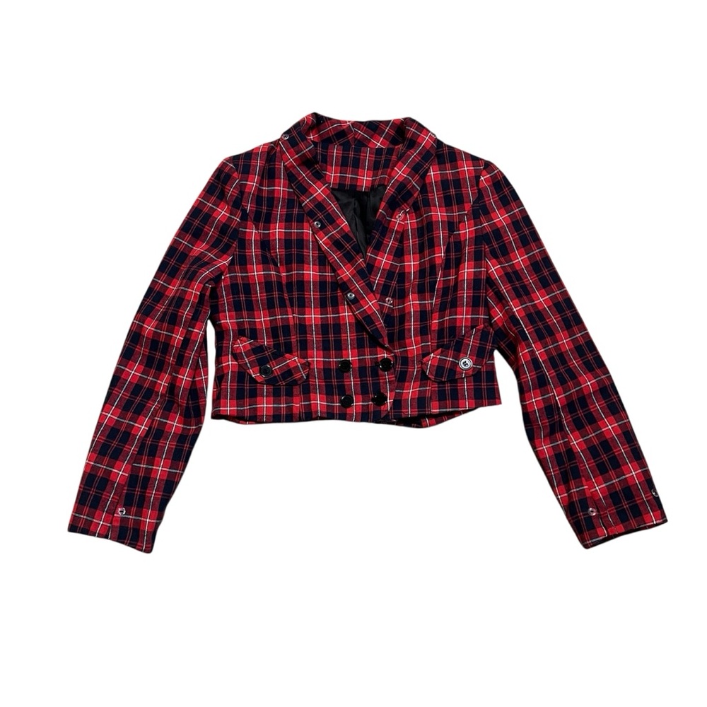 Plaid blazer style bomber jacket